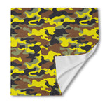 Yellow Brown And Black Camouflage Print Silk Bandana