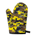 Yellow Brown And Black Camouflage Print Single Oven Mitt