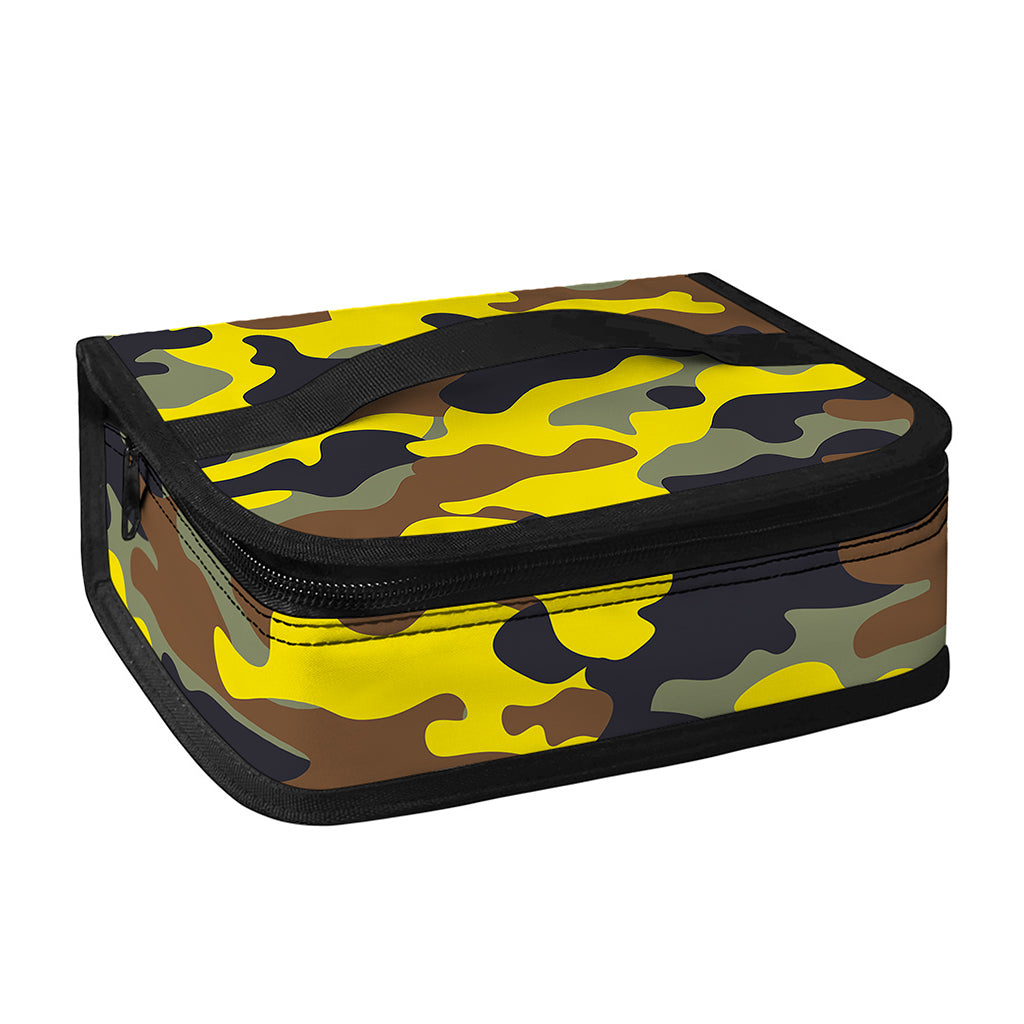 Yellow Brown And Black Camouflage Print Small Lunch Bag