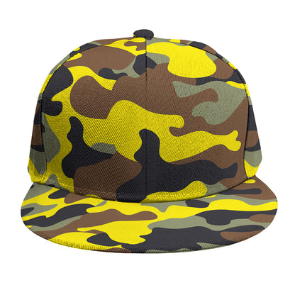 Yellow Brown And Black Camouflage Print Snapback Cap