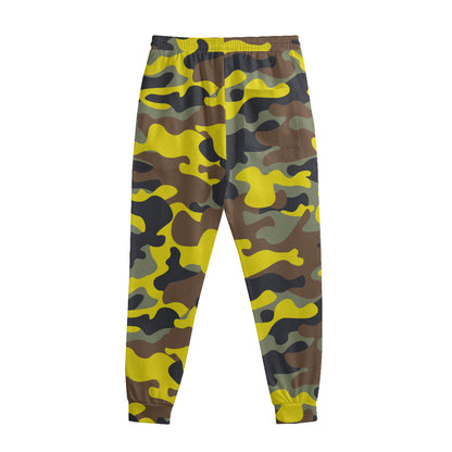 Yellow Brown And Black Camouflage Print Sweatpants