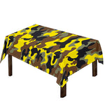 Yellow Brown And Black Camouflage Print Tablecloth