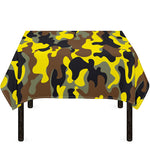 Yellow Brown And Black Camouflage Print Tablecloth