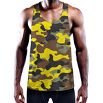 Yellow Brown And Black Camouflage Print Training Tank Top