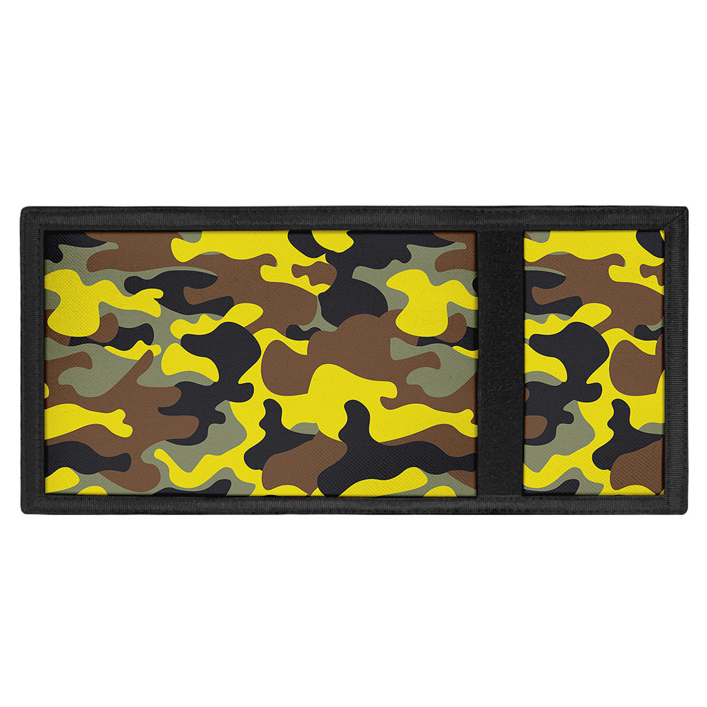 Yellow Brown And Black Camouflage Print Trifold Wallet