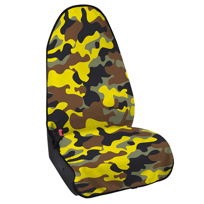 Yellow Brown And Black Camouflage Print Waterproof Car Seat Cover