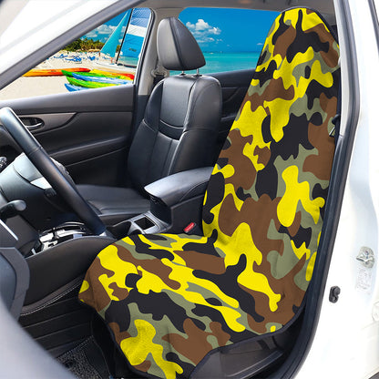 Yellow Brown And Black Camouflage Print Waterproof Car Seat Cover