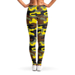 Yellow Brown And Black Camouflage Print Women's Leggings