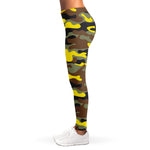 Yellow Brown And Black Camouflage Print Women's Leggings