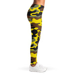 Yellow Brown And Black Camouflage Print Women's Leggings