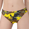 Yellow Brown And Black Camouflage Print Women's Panties