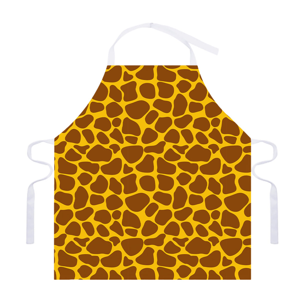 Yellow Brown Giraffe Pattern Print Adjustable Apron