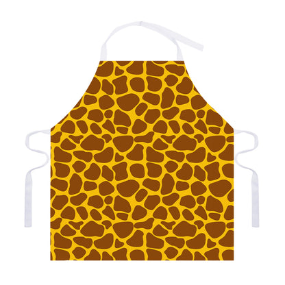 Yellow Brown Giraffe Pattern Print Adjustable Apron