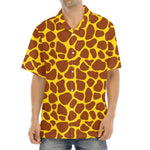 Yellow Brown Giraffe Pattern Print Aloha Shirt