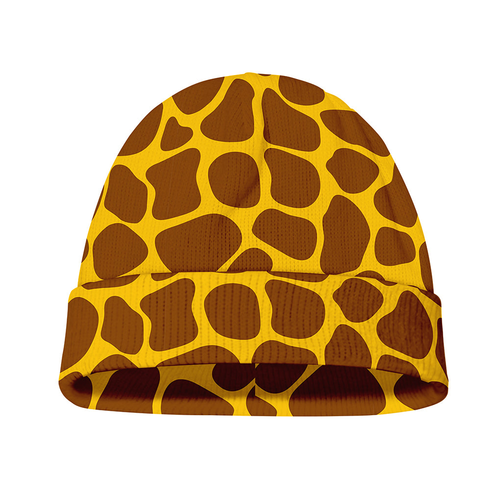 Yellow Brown Giraffe Pattern Print Beanie