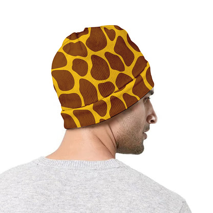 Yellow Brown Giraffe Pattern Print Beanie