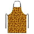 Yellow Brown Giraffe Pattern Print Bib Apron With Pocket