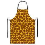 Yellow Brown Giraffe Pattern Print Bib Apron With Pocket