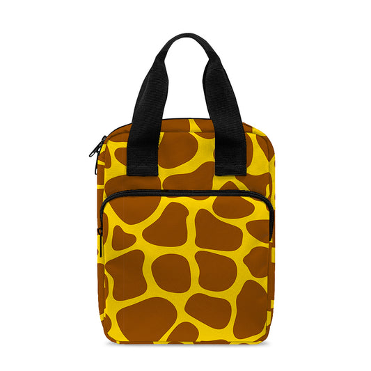 Yellow Brown Giraffe Pattern Print Bible Tote Bag