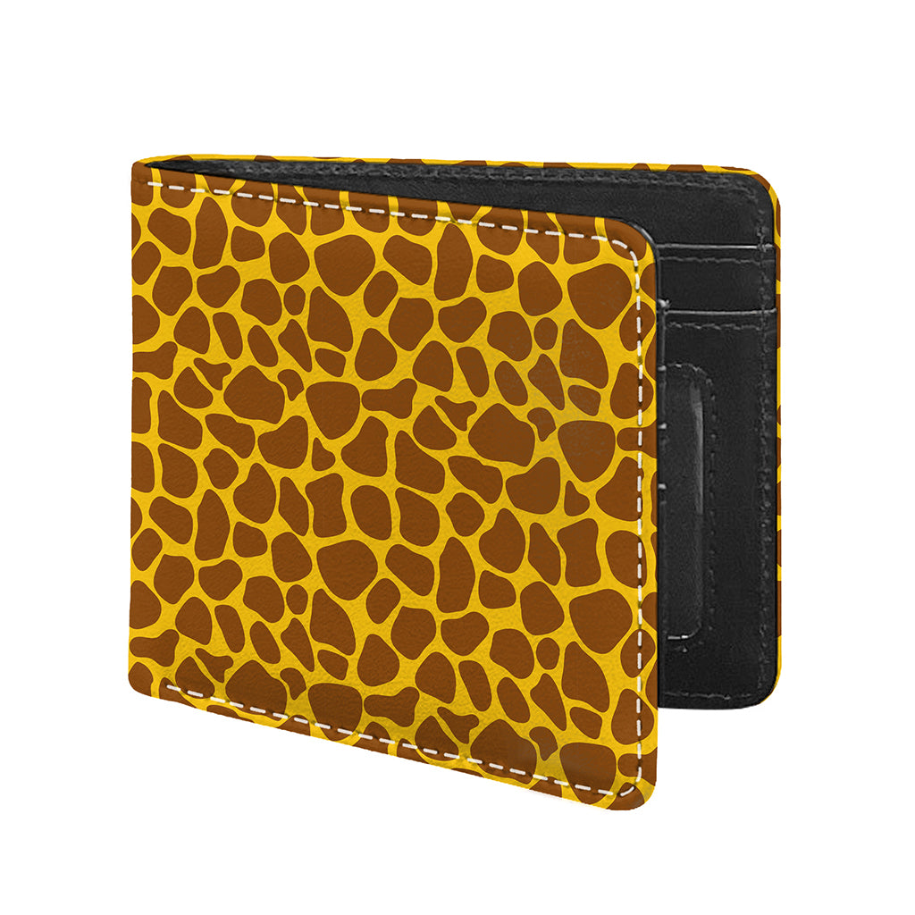 Yellow Brown Giraffe Pattern Print Bifold Wallet