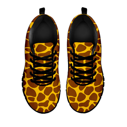 Yellow Brown Giraffe Pattern Print Black Running Shoes