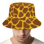 Yellow Brown Giraffe Pattern Print Bucket Hat