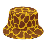 Yellow Brown Giraffe Pattern Print Bucket Hat
