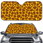Yellow Brown Giraffe Pattern Print Car Windshield Sun Shade