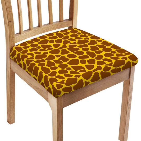 Yellow Brown Giraffe Pattern Print Chair Cushion Cover