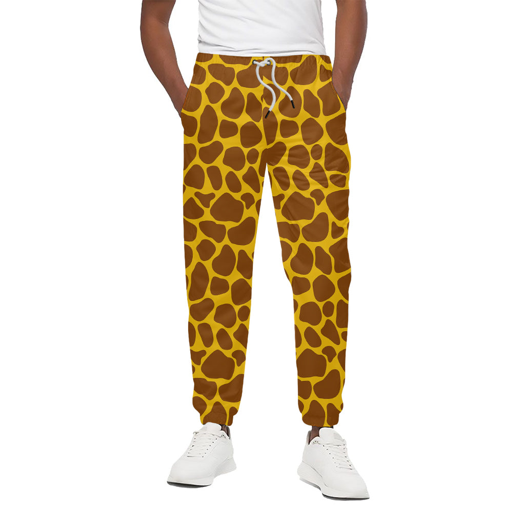 Yellow Brown Giraffe Pattern Print Cotton Pants
