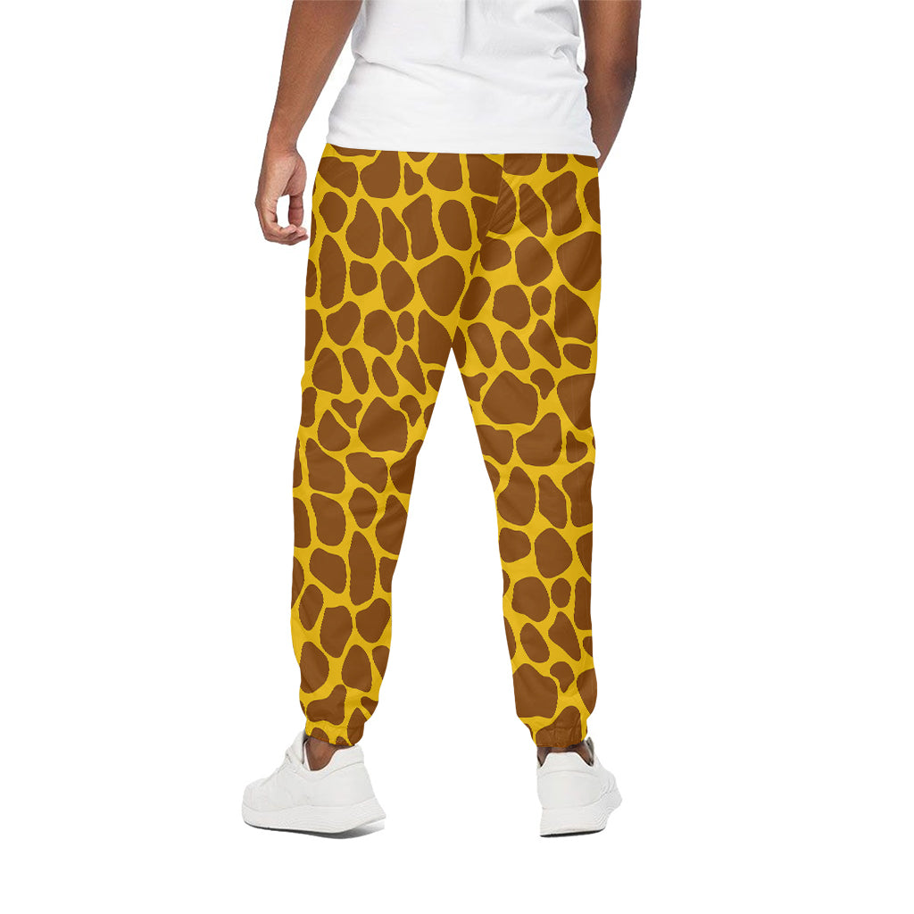 Yellow Brown Giraffe Pattern Print Cotton Pants