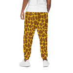 Yellow Brown Giraffe Pattern Print Cotton Pants