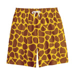 Yellow Brown Giraffe Pattern Print Cotton Shorts