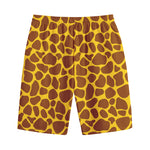 Yellow Brown Giraffe Pattern Print Cotton Shorts
