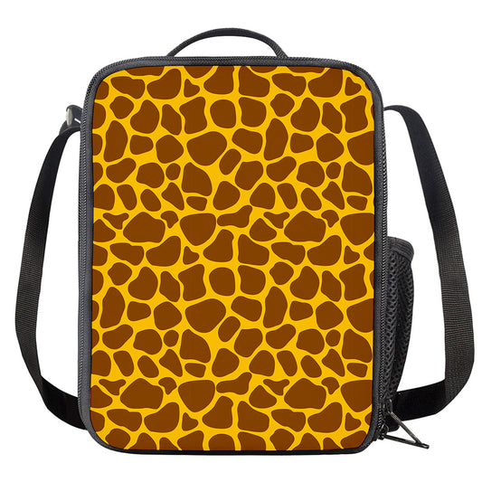 Yellow Brown Giraffe Pattern Print Crossbody Lunch Bag