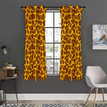 Yellow Brown Giraffe Pattern Print Curtain