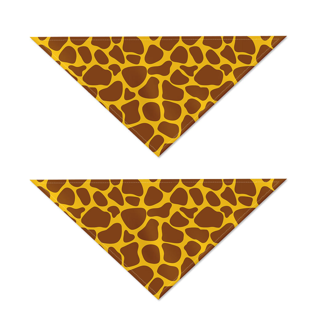 Yellow Brown Giraffe Pattern Print Dog Bandana