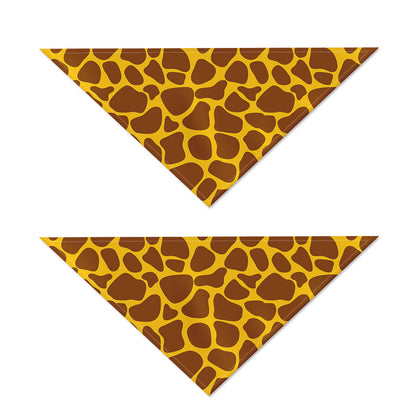 Yellow Brown Giraffe Pattern Print Dog Bandana