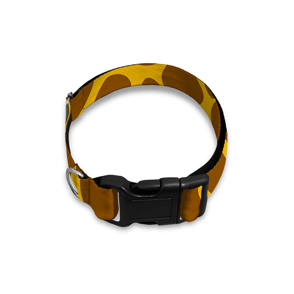 Yellow Brown Giraffe Pattern Print Dog Collar