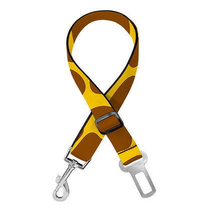 Yellow Brown Giraffe Pattern Print Dog Seat Belt