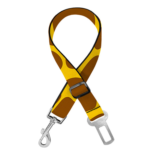 Yellow Brown Giraffe Pattern Print Dog Seat Belt