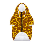 Yellow Brown Giraffe Pattern Print Dog Zip Up Hoodie