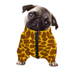 Yellow Brown Giraffe Pattern Print Dog Zip Up Jacket