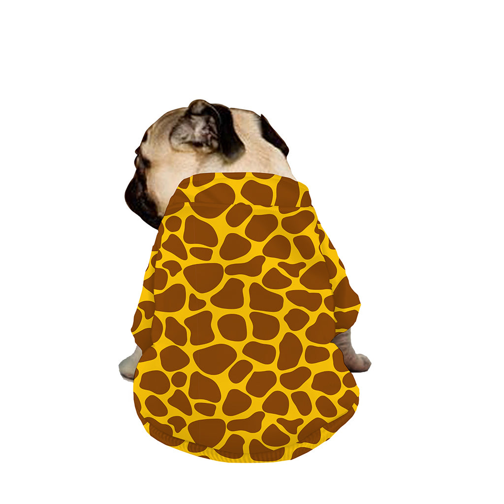 Yellow Brown Giraffe Pattern Print Dog Zip Up Jacket