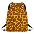 Yellow Brown Giraffe Pattern Print Drawstring Backpack