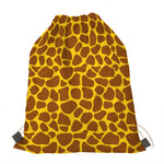 Yellow Brown Giraffe Pattern Print Drawstring Bag
