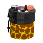 Yellow Brown Giraffe Pattern Print Drawstring Makeup Bag