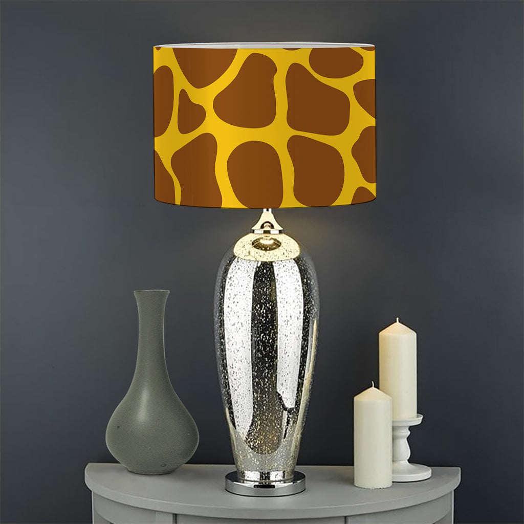 Yellow Brown Giraffe Pattern Print Drum Lamp Shade