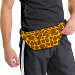Yellow Brown Giraffe Pattern Print Fanny Pack