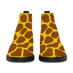 Yellow Brown Giraffe Pattern Print Flat Ankle Boots